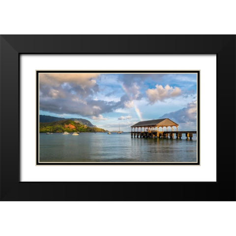 Hanalei Rainbow I Black Modern Wood Framed Art Print with Double Matting by Head, Danny