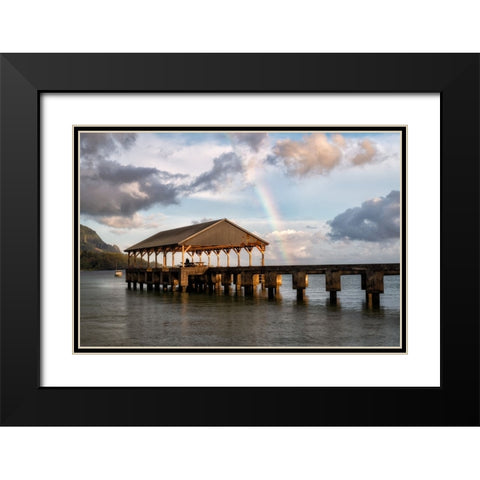Hanalei Rainbow II Black Modern Wood Framed Art Print with Double Matting by Head, Danny