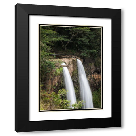 Wailua Falls Black Modern Wood Framed Art Print with Double Matting by Head, Danny