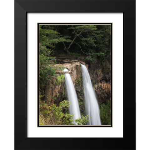 Wailua Falls Black Modern Wood Framed Art Print with Double Matting by Head, Danny