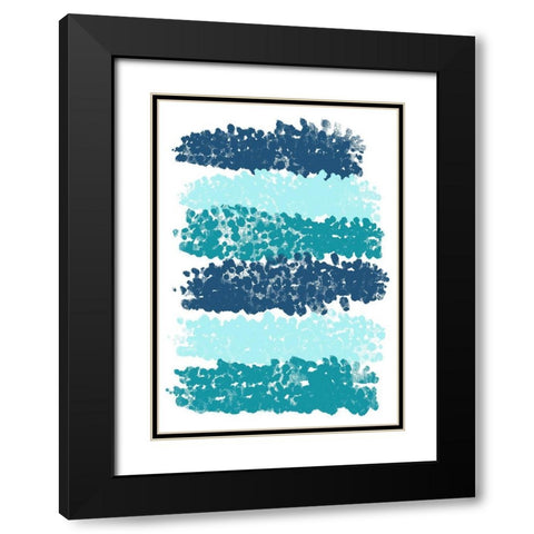 Blue Stripes Black Modern Wood Framed Art Print with Double Matting by Aesthete
