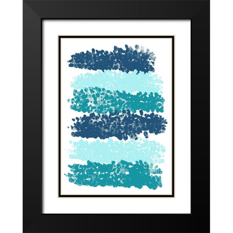 Blue Stripes Black Modern Wood Framed Art Print with Double Matting by Aesthete