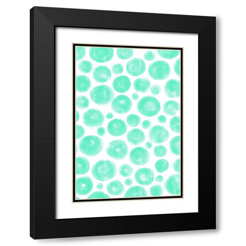 Dots Blue Black Modern Wood Framed Art Print with Double Matting by Aesthete