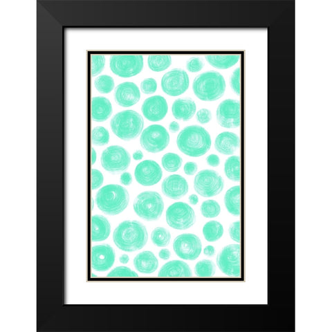 Dots Blue Black Modern Wood Framed Art Print with Double Matting by Aesthete