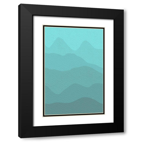 Cyan Mountains Black Modern Wood Framed Art Print with Double Matting by Aesthete