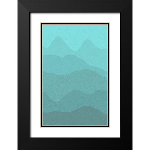 Cyan Mountains Black Modern Wood Framed Art Print with Double Matting by Aesthete