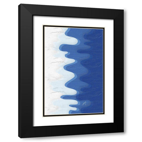 Waves Black Modern Wood Framed Art Print with Double Matting by Aesthete