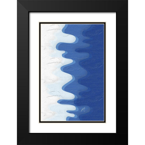 Waves Black Modern Wood Framed Art Print with Double Matting by Aesthete