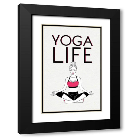Yoga Life Black Modern Wood Framed Art Print with Double Matting by Aesthete