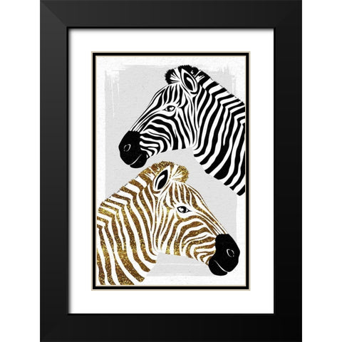 Zebras Black Modern Wood Framed Art Print with Double Matting by Aesthete