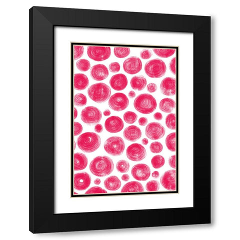 Dots Red Black Modern Wood Framed Art Print with Double Matting by Aesthete