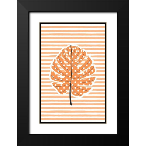 Autumn Dot Leave Black Modern Wood Framed Art Print with Double Matting by Aesthete