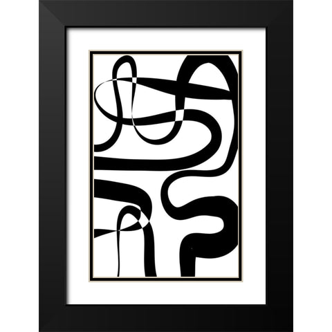 Maze White Black Modern Wood Framed Art Print with Double Matting by Aesthete