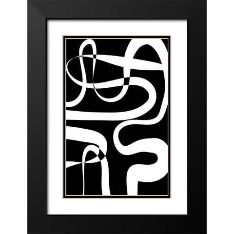 Maze Black Black Modern Wood Framed Art Print with Double Matting by Aesthete