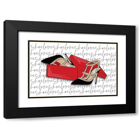 Shoe Love Black Modern Wood Framed Art Print with Double Matting by Aesthete