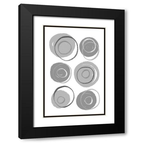Buttons Grey Black Modern Wood Framed Art Print with Double Matting by Aesthete