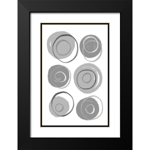 Buttons Grey Black Modern Wood Framed Art Print with Double Matting by Aesthete