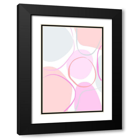 Cotton Candy Pink Black Modern Wood Framed Art Print with Double Matting by Aesthete