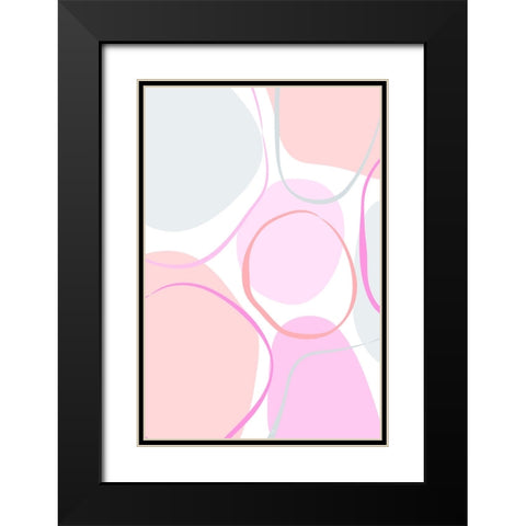 Cotton Candy Pink Black Modern Wood Framed Art Print with Double Matting by Aesthete