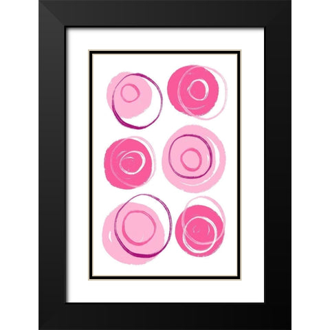 Buttons Pink Black Modern Wood Framed Art Print with Double Matting by Aesthete