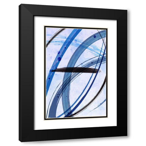 Blue Paint Black Modern Wood Framed Art Print with Double Matting by Aesthete