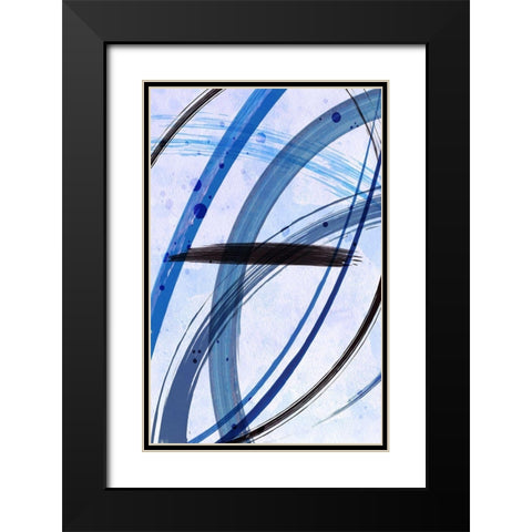 Blue Paint Black Modern Wood Framed Art Print with Double Matting by Aesthete