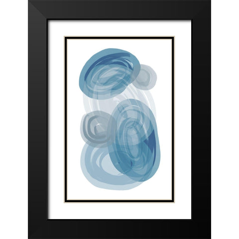 Blue Stones Black Modern Wood Framed Art Print with Double Matting by Aesthete