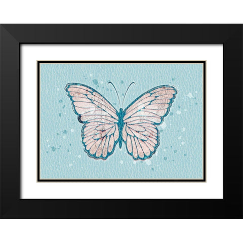 Butterlfy Black Modern Wood Framed Art Print with Double Matting by Aesthete