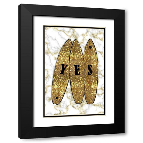 Yes Surf Gold Black Modern Wood Framed Art Print with Double Matting by Aesthete