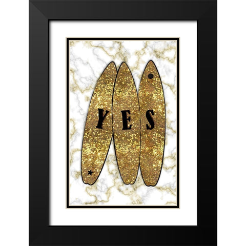 Yes Surf Gold Black Modern Wood Framed Art Print with Double Matting by Aesthete