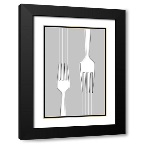Forks Black Modern Wood Framed Art Print with Double Matting by Aesthete