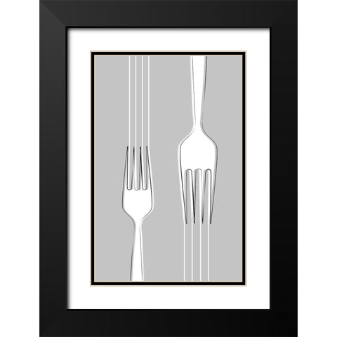 Forks Black Modern Wood Framed Art Print with Double Matting by Aesthete