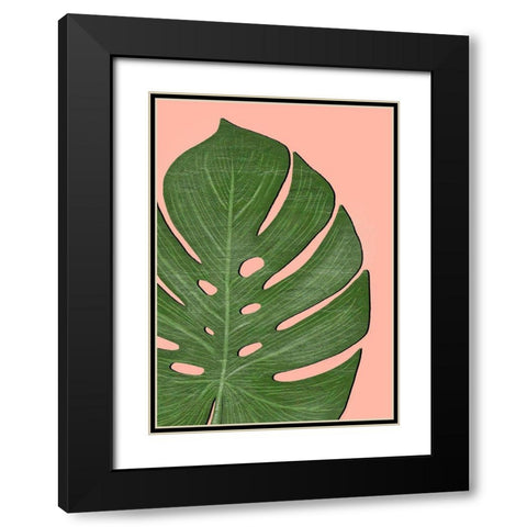 Exotic Leaf Two Black Modern Wood Framed Art Print with Double Matting by Aesthete
