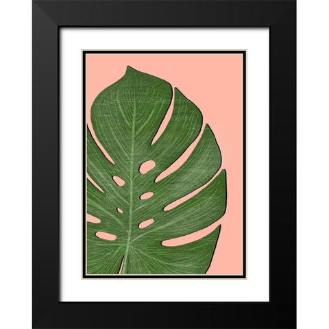 Exotic Leaf Two Black Modern Wood Framed Art Print with Double Matting by Aesthete
