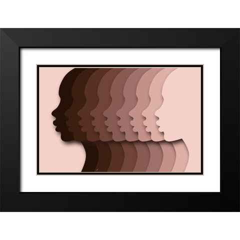 Heads1 Black Modern Wood Framed Art Print with Double Matting by Aesthete