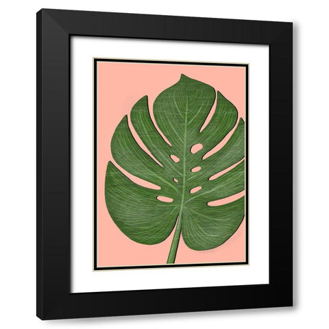 Exotic Leaf Three Black Modern Wood Framed Art Print with Double Matting by Aesthete