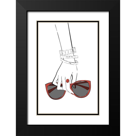 Holding Sunglasses Black Modern Wood Framed Art Print with Double Matting by Aesthete