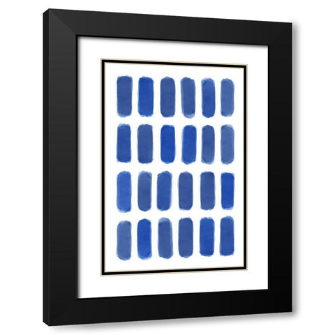 Blue Water Strokes Black Modern Wood Framed Art Print with Double Matting by Aesthete