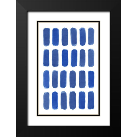 Blue Water Strokes Black Modern Wood Framed Art Print with Double Matting by Aesthete