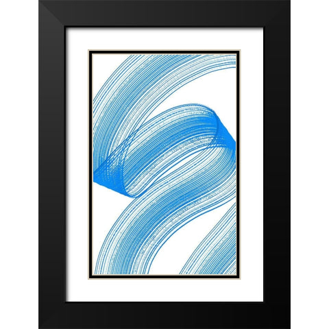 Comb Strokes Four Black Modern Wood Framed Art Print with Double Matting by Aesthete