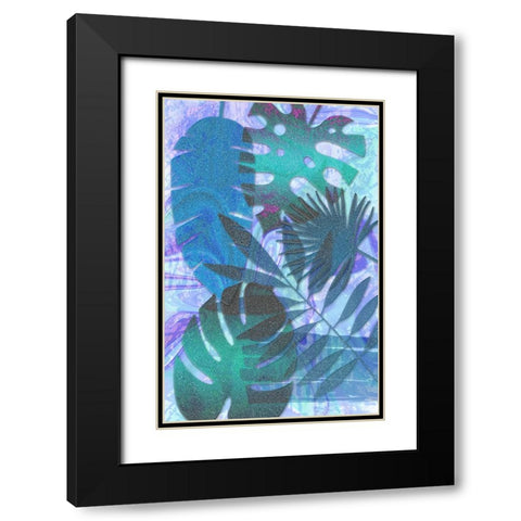Blue Sparkly Tropics Black Modern Wood Framed Art Print with Double Matting by Aesthete