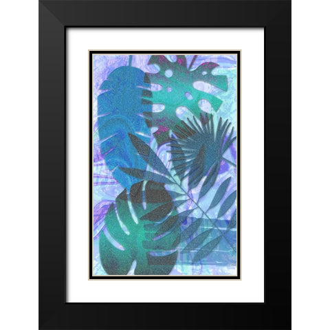 Blue Sparkly Tropics Black Modern Wood Framed Art Print with Double Matting by Aesthete