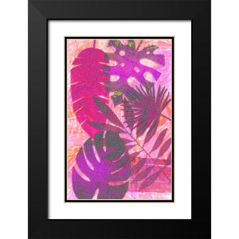 Pink Sparkly Tropics Black Modern Wood Framed Art Print with Double Matting by Aesthete