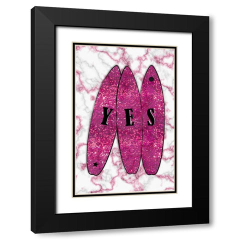Yes Surf Pink Black Modern Wood Framed Art Print with Double Matting by Aesthete