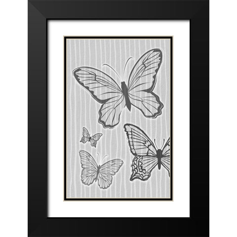Nature Creatures Grey Black Modern Wood Framed Art Print with Double Matting by Aesthete