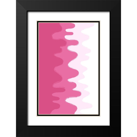 PinkAbstract Waves Black Modern Wood Framed Art Print with Double Matting by Aesthete