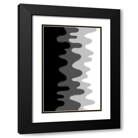 Black Abstract Waves Black Modern Wood Framed Art Print with Double Matting by Aesthete
