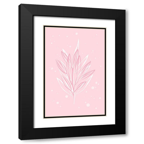 Pink Grass Black Modern Wood Framed Art Print with Double Matting by Aesthete