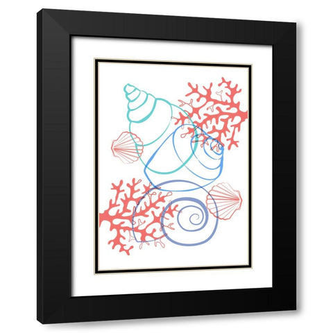 Coral Sea Life Black Modern Wood Framed Art Print with Double Matting by Aesthete
