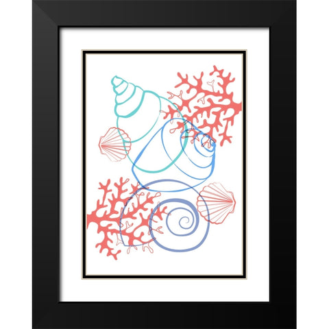 Coral Sea Life Black Modern Wood Framed Art Print with Double Matting by Aesthete
